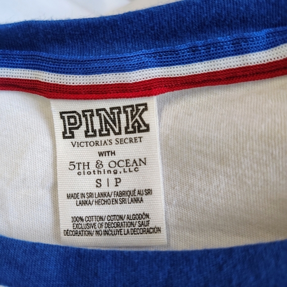 PINK Victoria's Secret Blue and White Long Sleeve Shirt Rangers - Picture 3 of 3